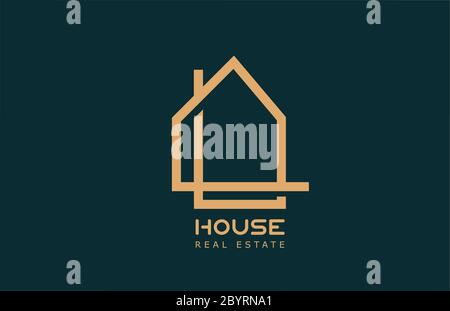Grün gelb Immobilien Haus kreative Logo-Symbol mit Linie Design für ein Unternehmen Stock Vektor