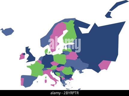 Sehr vereinfachte infografische politische Karte Europas. Einfache geometrische Vektordarstellung. Stock Vektor