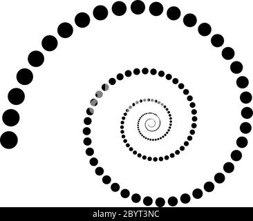 Schwarzes gepunktetes Spiralsymbol. Einfaches flaches Vektor-Designelement. Stock Vektor