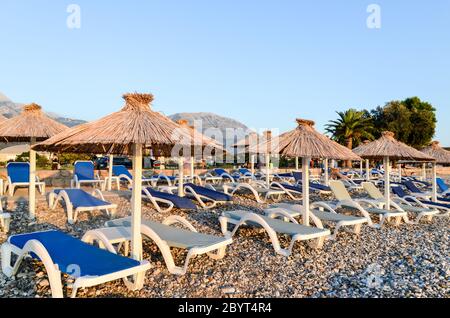 Sonnenuntergang am Strand von Bar, Montenegro Stockfoto