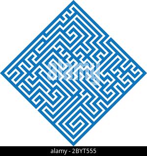Blaues Rhombus Labyrinth Labyrinth. Abbildung flacher Vektorgrafiken. Stock Vektor