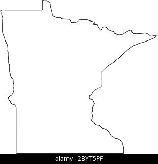 Minnesota, Bundesstaat USA - solide schwarze Übersichtskarte der Landesfläche. Einfache flache Vektorgrafik. Stock Vektor