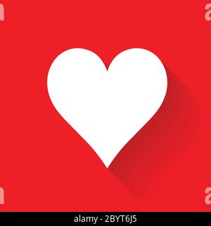 Herz-Pokerhalle-Symbol. Weißes Zeichen auf rotem Hintergrund. Einfaches Vektor-flaches Element mit Gradient-Effekt für lange Schatten. Stock Vektor