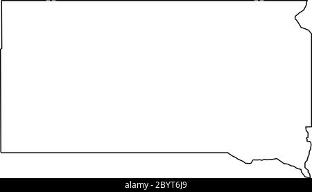 South Dakota, Bundesstaat USA - solide schwarze Übersichtskarte der Landesfläche. Einfache flache Vektorgrafik. Stock Vektor