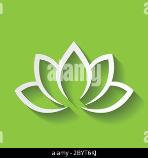 Lotus Blume Symbol auf grünen Verlauf Hintergrund. Wellness, Spa, Yoga, Beauty und gesundes Lifestyle-Thema. Vektorgrafik. Stock Vektor