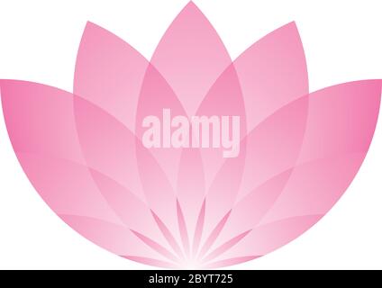 Symbol für rosa Lotusblumen. Symbol für Yoga und Schönheit. Vektorgrafik. Stock Vektor