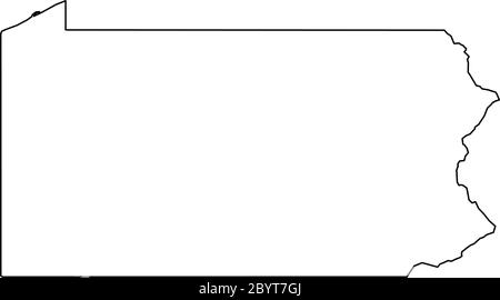 Pennsylvania, Bundesstaat USA - solide schwarze Übersichtskarte der Landesfläche. Einfache flache Vektorgrafik. Stock Vektor