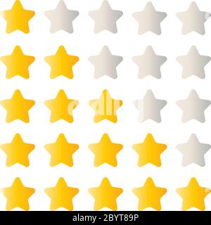 5 Sterne bewertet. Einfache abgerundete Formen in grau und gelb. Stock Vektor