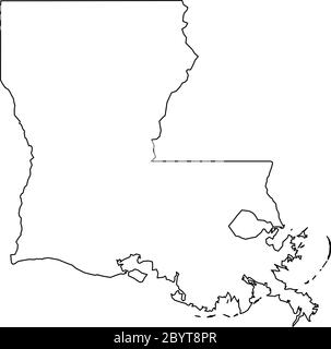 Louisiana, Bundesstaat USA - solide schwarze Übersichtskarte der Landesfläche. Einfache flache Vektorgrafik. Stock Vektor