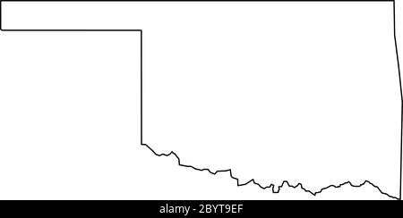 Oklahoma, Bundesstaat USA - solide schwarze Übersichtskarte der Landesfläche. Einfache flache Vektorgrafik. Stock Vektor