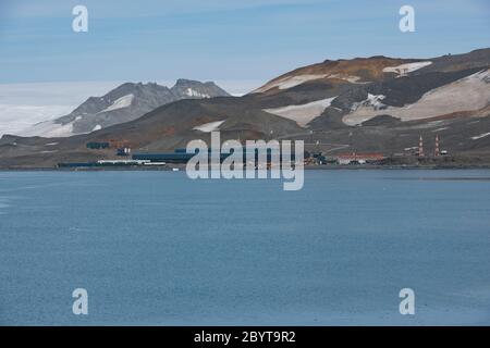 Comandante Ferraz Antarctic Station, die brasilianische Forschungsstation auf der King George Island auf den Südshetland-Inseln, Antarktis. Stockfoto