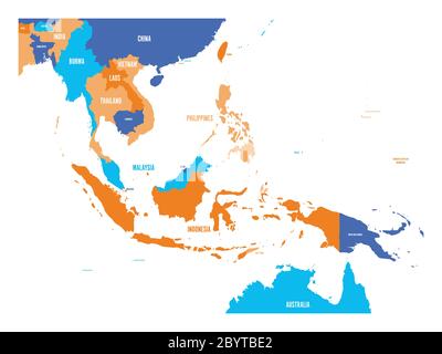 Vektorkarte von Südostasien. Vier Farben Stock Vektor