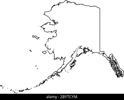 Alaska, Bundesstaat USA - solide schwarze Übersichtskarte der Landesfläche. Einfache flache Vektorgrafik. Stock Vektor