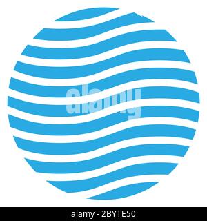Design Vorlage mit gewelltem Logo. Blaues Design. Abstrakte blaue Wellen im Kreis. Vektorgrafik. Stock Vektor