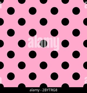Nahtloses Punktmuster. Schwarze Punkte auf rosa Hintergrund. Vektorgrafik. Stock Vektor