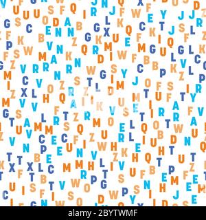 Nahtlose Muster von bunten Buchstaben. Zeichen nach Zufallsprinzip. Vektorhintergrund. Stock Vektor