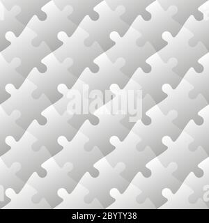 Jigsaw Puzzle Mosaik nahtlosen Hintergrund. Jedes Puzzleteil in diagonaler Anordnung hat einen eigenen grauen Verlauf. Einfache flache Vektorgrafik. Stock Vektor