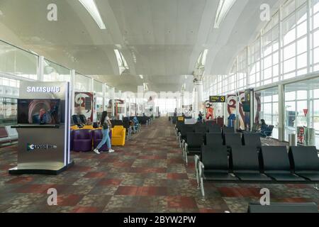 Medan, Indonesien - Januar 2019: Kualanamu internationale Flughafenarchitektur in Medan, Nord-Sumatra, Indonesien. ir Stockfoto