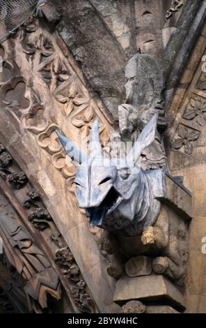 Reims Frankreich Reims Kathedrale West Front Gargoyle Stockfoto