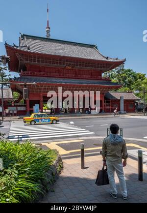 Blick auf den Zojo-ji Tempel, Tokio, Japan Stockfoto