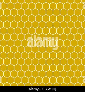Nahtloser sechseckiger Hintergrund in Gelb mit weißen Rändern. Vektorgrafik. Stock Vektor