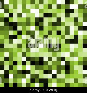 Abstrakt grüne Pixel Hintergrund Mosaik aus kleinen Quadraten. Nahtlose Vektordarstellung. Stock Vektor