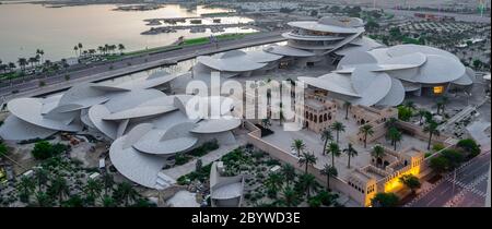 Sonnenaufgang Ariel Blick Katar National Museum Stockfoto