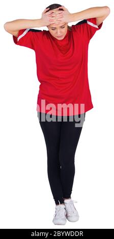 Enttäuscht Fußball-Fan in rot Stockfoto