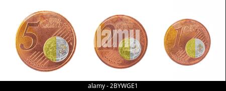 Europäischen Union Konzept - 1, 2 und 5 Cent Stockfoto