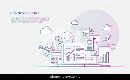 Diagramm Dokument-Datenreport Konzept für Unternehmensstatistiken, Investitionsanalyse, Planungsforschung und Finanzaudit Rechnungslegung mit Papierbogen Stock Vektor