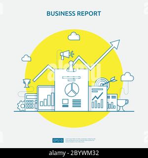 Diagramm Dokument-Datenreport Konzept für Unternehmensstatistiken, Investitionsanalyse, Planungsforschung und Finanzaudit Rechnungslegung mit Papierbogen Stock Vektor