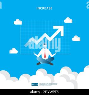 Business Management Konzept mit Sitzen und Meditieren. Stressabbau, Problemlösung Achtsamkeit Denken. Geschäftsmann, der Yoga der Meditation macht Stock Vektor