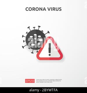 Pandemic Coronavirus Ausbruch. Covid-19 Warnung Vorsicht greift Gefahr und öffentliche Gesundheit Risiko Krankheit. Corona Virus Sign Symbol Illustration Stock Vektor