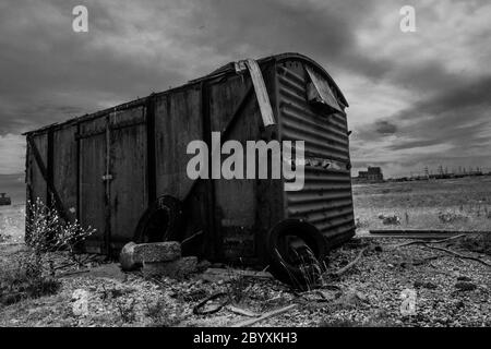 Dramatisches Bild einer alten Fischerhütte Stockfoto