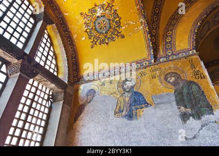 Mosaik Interior in der Hagia Sophia in Istanbul Türkei Stockfoto