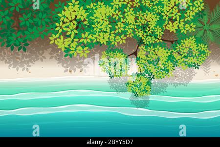 Top-Ansicht Landschaft des Strandes im Sommer Stock Vektor