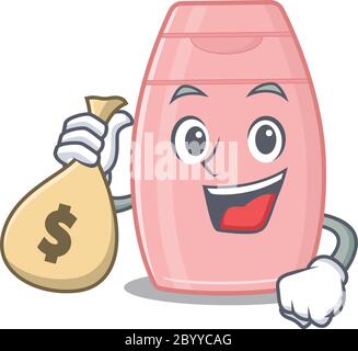 Crazy Rich Baby Creme Maskottchen Design mit Geldbeutel Stock Vektor