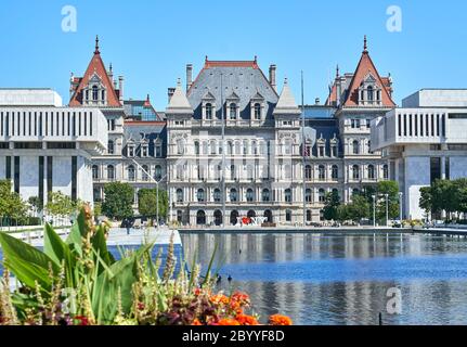 Das New York State Capitol Gebäude. Das New York State Capitol, Sitz der New York State Government, befindet sich in Albany, der Hauptstadt von NY Stockfoto