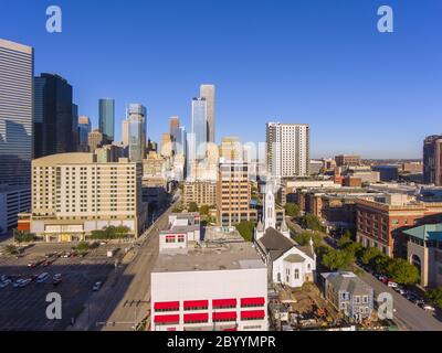 Houston Moderne Stadt Luftaufnahme in der Innenstadt von Houston, Texas, TX, USA. Stockfoto