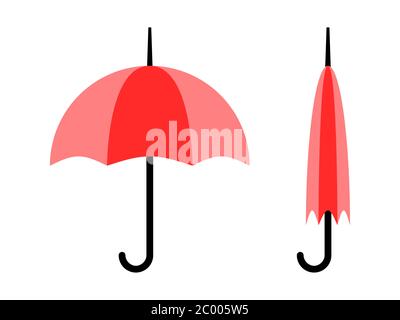 Einfache Symbole für Öffnen und Schließen des Regenschirms. Vektorbild. Stock Vektor