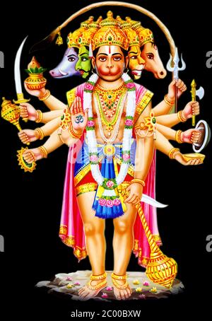 Indianischer gott Affe heilig hanuman jayanti Faith Mythology-Illustration Stockfoto