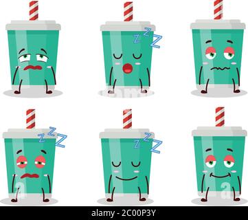 Cartoon Charakter der Soda-Flasche mit schläfrig Ausdruck Stock Vektor