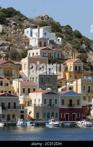 Traditionelle Architektur auf der Insel Symi Stockfoto
