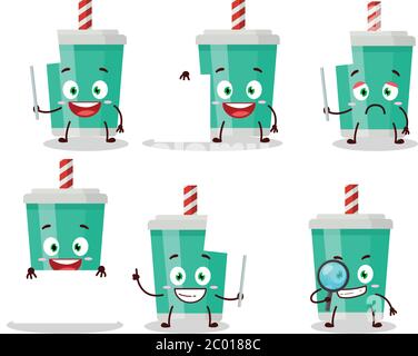 Soda Flasche Cartoon Charakter bringen Informationbrett Stock Vektor