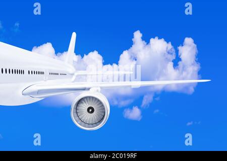 Flugzeug Flügel auf Himmel Hintergrund Stockfoto