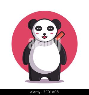 Niedlicher Panda Vektor Illustration. Ninja Panda-Logo. Flacher Cartoon-Stil Stock Vektor