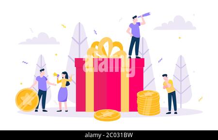 Online belohnen flache Stil Design Vektor Illustration Business-Konzept. Stock Vektor