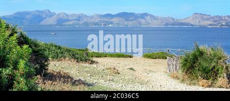 Panoramablick Richtung Pollensa Stockfoto