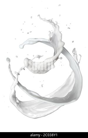 Milch Spritzen isoliert auf weiss Stockfoto