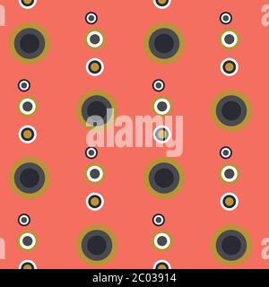 Abstrakt nahtloses Muster mit bunten Kreisen auf rosa Hintergrund. Stock-Vektor Stock Vektor